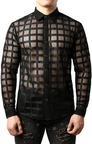 Men's See Through Button Down Shirt