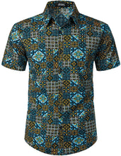 Load image into Gallery viewer, Vintage Blue-Black Bandana Print Button Down Hawaiian Shirts