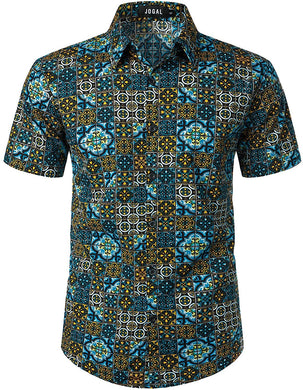 Vintage Blue-Black Bandana Print Button Down Hawaiian Shirts