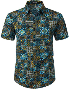 Vintage Blue-Black Bandana Print Button Down Hawaiian Shirts