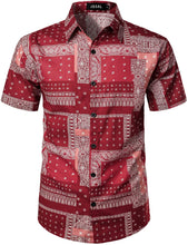 Load image into Gallery viewer, Vintage Red Bandana Print Button Down Hawaiian Shirts