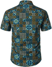 Load image into Gallery viewer, Vintage Blue-Black Bandana Print Button Down Hawaiian Shirts