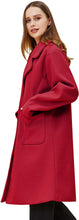 Load image into Gallery viewer, Wool Pea Coat Notched Lapel Wine Red Warm Winter Long Trench Jacket