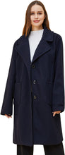 Load image into Gallery viewer, Wool Pea Coat Notched Lapel Navy Warm Winter Long Trench Jacket