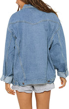 Load image into Gallery viewer, Washed Light Blue Buttoned Up Oversized Denim Jacket