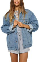 Load image into Gallery viewer, Washed Light Blue Buttoned Up Oversized Denim Jacket