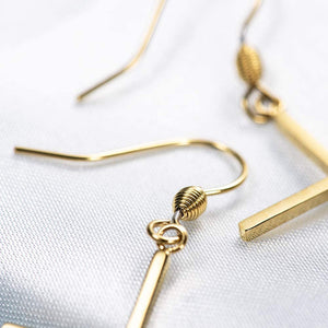 Long Dangle Gold Minimalist Steel Cross Earrings
