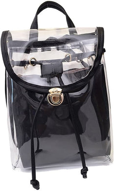 Fashion 2 in 1 Black Clear Transparent Backpack