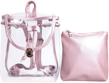 Load image into Gallery viewer, Fashion 2 in 1 Rose Pink Clear Transparent Backpack