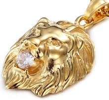 Load image into Gallery viewer, Cornerstone View Gold Stainless Steel Men&#39;s Necklace Lion Pendant