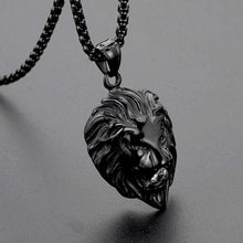 Load image into Gallery viewer, Cornerstone View Black Stainless Steel Men&#39;s Necklace Lion Pendant
