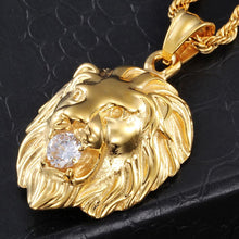Load image into Gallery viewer, Cornerstone View Gold Stainless Steel Men&#39;s Necklace Lion Pendant