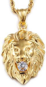 Men's Black Necklace Lion Pendant Necklace