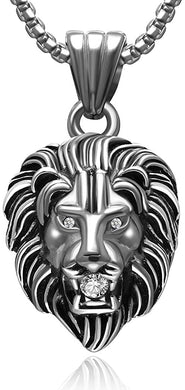 Men's Silver Bigger Necklace Lion Pendant Necklace