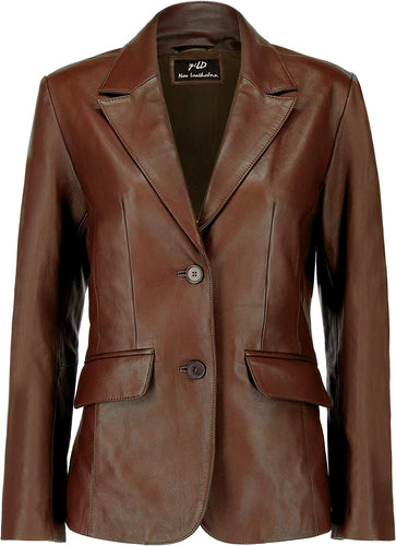 Women's Brown Lambskin Leather Long Sleeve Jacket