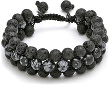 Load image into Gallery viewer, Snowflake Obsidian Beads Lava Rock Stones Healing Crystals Bracelet