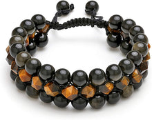 Load image into Gallery viewer, Tiger Eye Gold Obsidian Gemstone Healing Crystals Bracelet