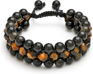 Tiger Eye Gold Obsidian Gemstone Healing Crystals Bracelet