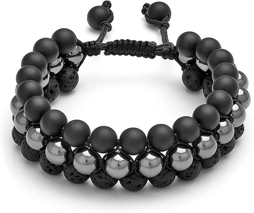 Hematite Matte Onyx Lava Rock Stones Healing Crystals Bracelet