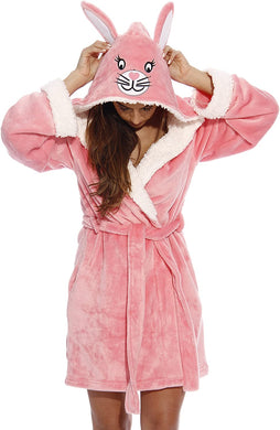 Modernistic Pink Bunny Velour Nightwear Women's Robe