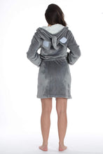 Load image into Gallery viewer, Modernistic Elephant Grey Velour Long Sleeve Women&#39;s Robe