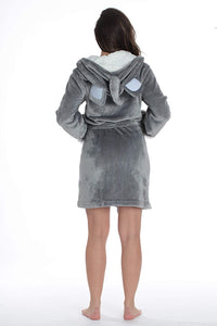 Modernistic Elephant Grey Velour Long Sleeve Women's Robe