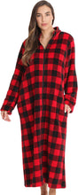 Load image into Gallery viewer, Plush Red Plaid Winter Long Sleeve Women&#39;s Robe