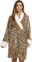 Load image into Gallery viewer, Stylish Leopard Sherpa Shawl Collar Women&#39;s Robe