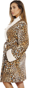 Stylish Leopard Sherpa Shawl Collar Women's Robe