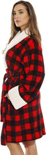 Load image into Gallery viewer, Stylish Red Plaid Sherpa Shawl Collar Women&#39;s Robe