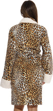 Load image into Gallery viewer, Stylish Leopard Sherpa Shawl Collar Women&#39;s Robe