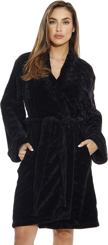 Trendy Black Velour Kimono Nightwear Women's Robe