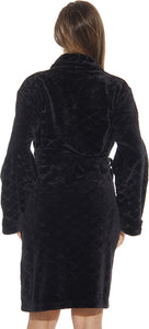 Trendy Black Velour Kimono Nightwear Women's Robe