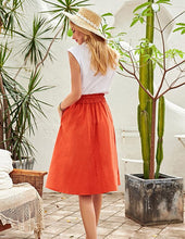 Load image into Gallery viewer, Summer Orange Drawstring Midi Skirt