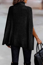 Load image into Gallery viewer, Turtle Neck Army Green Knitted Poncho Sweater