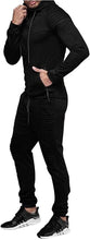 Load image into Gallery viewer, Solid Black Hooded Athletic 2 Pieces Tracksuits