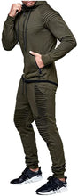 Load image into Gallery viewer, Solid Army Green  Hooded Athletic 2 Pieces Tracksuits