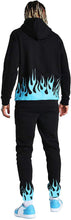 Load image into Gallery viewer, Men&#39;s 2 Pieces Blue Fitness Set Flame Suit Outfits