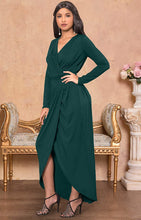 Load image into Gallery viewer, Plus Size Cobalt Royal Blue Formal Wrap Long Sleeve Maxi Dress