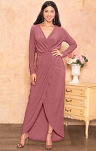 Load image into Gallery viewer, Plus Size Cobalt Royal Blue Formal Wrap Long Sleeve Maxi Dress