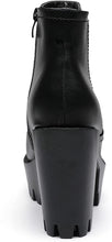 Load image into Gallery viewer, Nellies Black Chunky Heel Ankle Cut Platform Booties