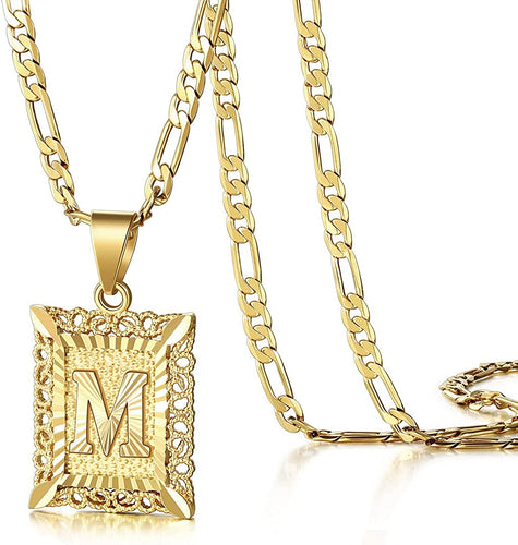 Gold Plated Square Capital Monogram Necklace