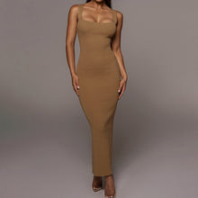 Load image into Gallery viewer, Knitted Khaki Backless Chic Split Maxi Dress