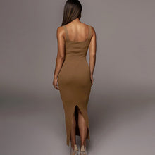 Load image into Gallery viewer, Knitted Khaki Backless Chic Split Maxi Dress