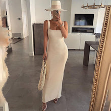 Load image into Gallery viewer, Knitted Khaki Backless Chic Split Maxi Dress