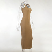 Load image into Gallery viewer, Knitted Khaki Backless Chic Split Maxi Dress