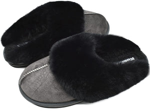 Black Fluffy Memory Foam Non-Slip Winter House Slippers