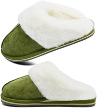 Load image into Gallery viewer, Green Fluffy Memory Foam Non-Slip Winter House Slippers