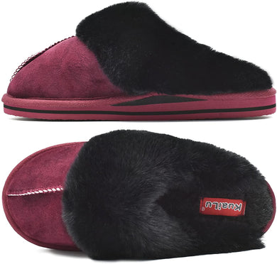 Fluffy Red Dual Memory Foam Slippers