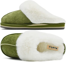 Load image into Gallery viewer, Fluffy Green Dual Memory Foam Slippers